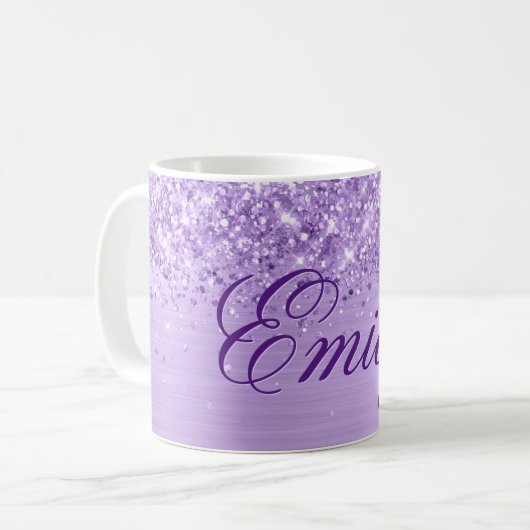 Personalisierte Glitterie Lavendel Foil Kaffeetasse (Vorderseite Links)