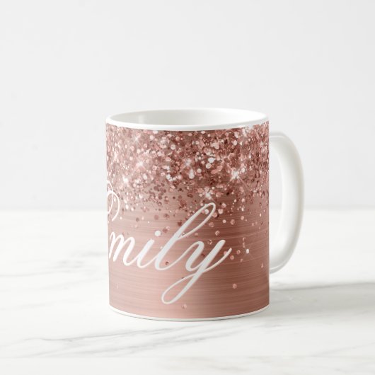 Personalisierte Glitterie Rose Kaffeetasse (VorderseiteRechts)