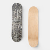 Personalisierte Glitterie Silber Streichperlen Skateboard (Vorderseite)