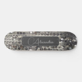 Personalisierte Glitterie Silber Streichperlen Skateboard (Horizontal)