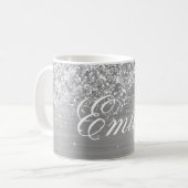 Personalisierte Glitterie-Silberfolie Kaffeetasse (Vorderseite Links)