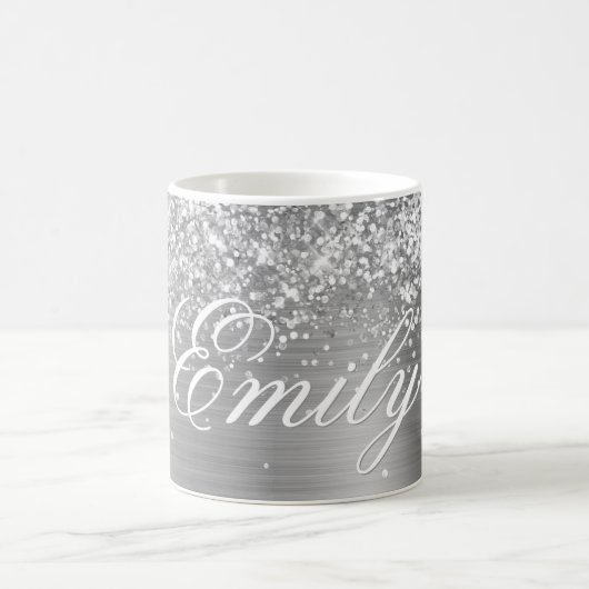 Personalisierte Glitterie-Silberfolie Kaffeetasse (Mittel)
