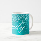 Personalisierte Glitterie Türkis Blaue Forelle Kaffeetasse (VorderseiteRechts)