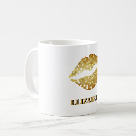 Personalisierte Glitzer Lippen Kaffeetasse (Vorderseite Links)