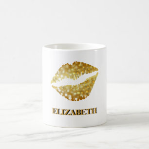 Personalisierte Glitzer Lippen Kaffeetasse