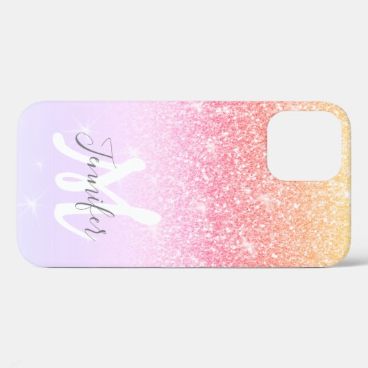 Personalisierte Glitzern von Girly Rainbow Glitzer Case-Mate iPhone Hülle (Rückseite (Horizontal))