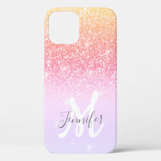 Personalisierte Glitzern von Girly Rainbow Glitzer Case-Mate iPhone Hülle (Rückseite)