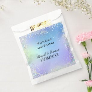 Personalisierte glitzernde blaue lila Hochzeitsgun Geschenktütchen