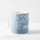Personalisierte glitzernde hellblaue Folie Kaffeetasse (Vorderseite Links)