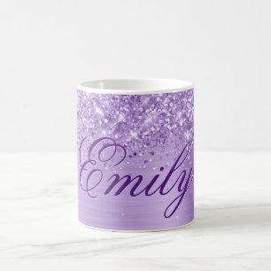 Personalisierte Glitzernde Lavendel-Folie Kaffeetasse