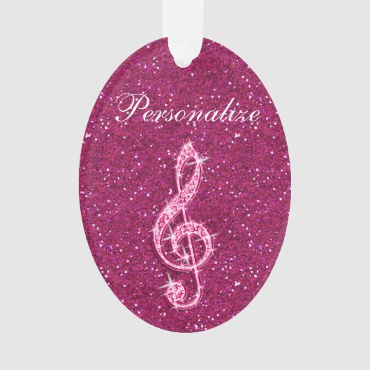 Personalisierte Glitzy Funkelnd Diamond Musiknote Ornament (Vorderseite)