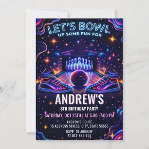 Personalisierte Glow Bowling Geburtstagseinladung Einladung