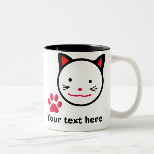 Personalisierte glückliche Katzen-Tasse Zweifarbige Tasse