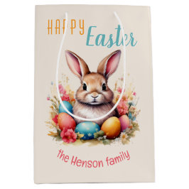 Personalisierte glückliche Osterhasen-Eier-Familie Mittlere Geschenktüte