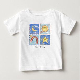 Personalisierte Glückliche Sonne, Mond, Stern und Baby T-shirt