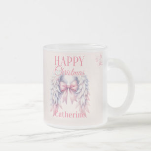 Personalisierte glückliche Weihnachtsengel Flügel Mattglastasse