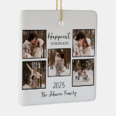Personalisierte glücklichste Feiertagsfotos Keramikornament (Rechts)