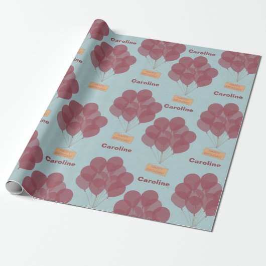 Personalisierte Glücksgeburtssballons Geschenkpapier (Ungerollt)
