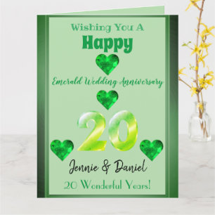 Personalisierte Glückskarte zum 20. Hochzeitstag Karte