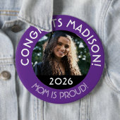 Personalisierte Glückwunsch Grad Foto Mama stolz L Button (Beispiel)