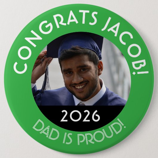 Personalisierte Glückwunsch Grad Foto Vater Proud Button (Vorderseite)
