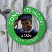 Personalisierte Glückwunsch Grad Foto Vater Proud Button (Beispiel)
