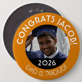 Personalisierte Glückwunsch Grad Foto Vater Proud Button (Vorne & Hinten)