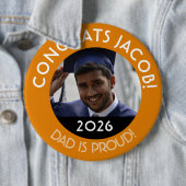 Personalisierte Glückwunsch Grad Foto Vater Proud Button (Beispiel)