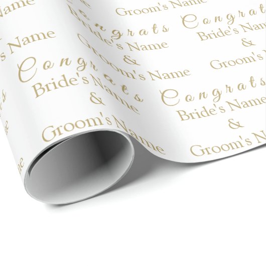 Personalisierte Glückwunsch Name! Antique Gold Wed Geschenkpapier (Rolleneckpunkt)