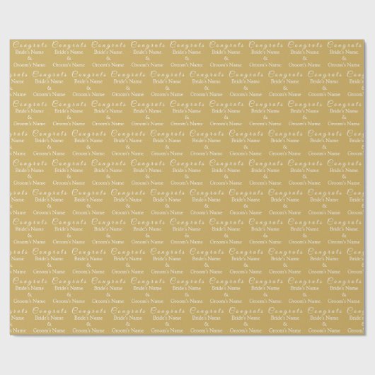 Personalisierte Glückwunsch Name! Gold & White Wed Geschenkpapier (Flach)