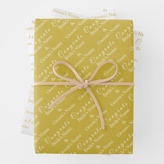 Personalisierte Glückwunsch Name! Old Gold White W Geschenkpapier Set (Beispiel)