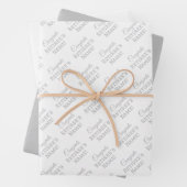 Personalisierte Glückwunsch Name! Silber auf Weiß Geschenkpapier Set (Beispiel)
