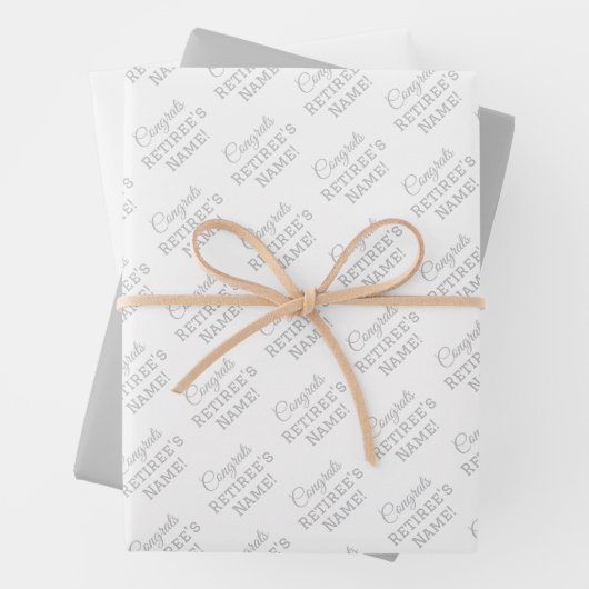 Personalisierte Glückwunsch Name! Silber auf Weiß Geschenkpapier Set (Beispiel)