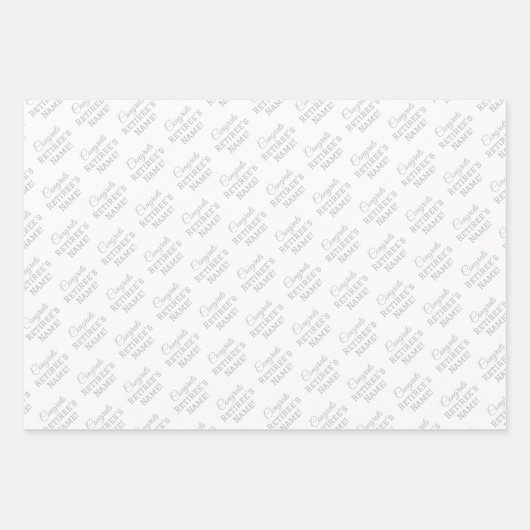 Personalisierte Glückwunsch Name! Silber auf Weiß Geschenkpapier Set (Vorderseite)