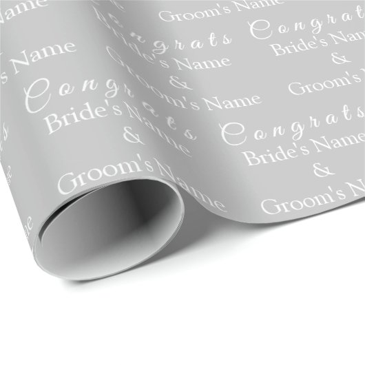 Personalisierte Glückwunsch Name! Silver & White W Geschenkpapier (Rolleneckpunkt)