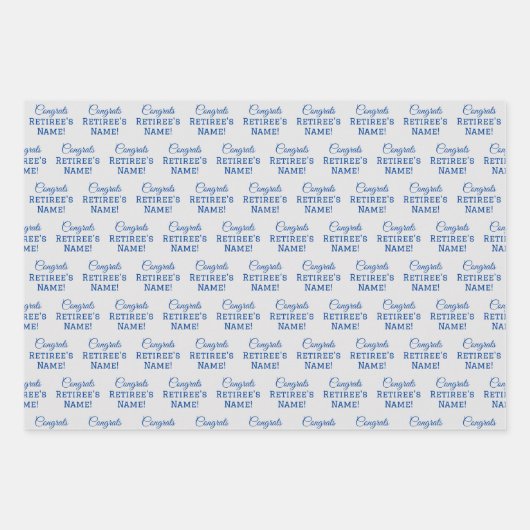 Personalisierte Glückwunsch Retiree! Blau auf Silb Geschenkpapier Set (Vorderseite 3)