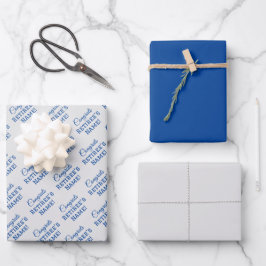 Personalisierte Glückwunsch Retiree! Blau auf Silb Geschenkpapier Set