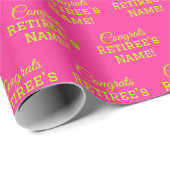 Personalisierte Glückwunsch Retiree! Grün auf Rosa Geschenkpapier (Rolleneckpunkt)