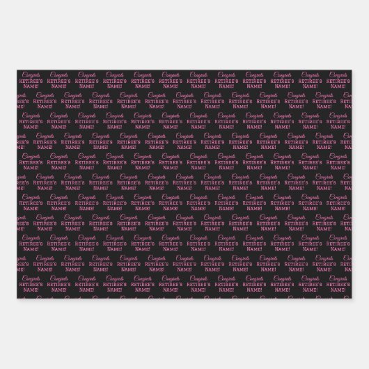 Personalisierte Glückwunsch Retiree! Heiß rosa auf Geschenkpapier Set (Vorderseite 3)