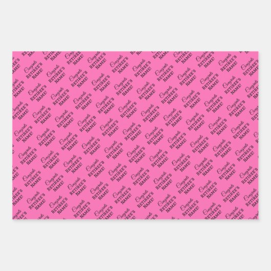 Personalisierte Glückwunsch Retiree! Heiß rosa auf Geschenkpapier Set (Vorderseite 2)