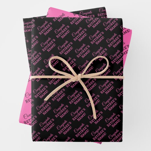 Personalisierte Glückwunsch Retiree! Heiß rosa auf Geschenkpapier Set (Beispiel)