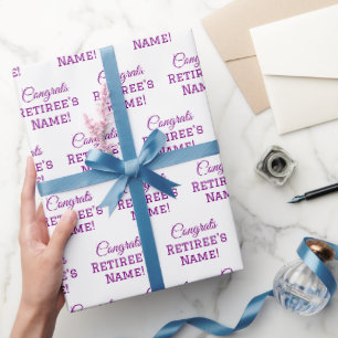 Personalisierte Glückwunsch Retiree! Lila auf Weiß Geschenkpapier
