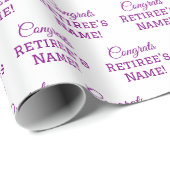 Personalisierte Glückwunsch Retiree! Lila auf Weiß Geschenkpapier (Rolleneckpunkt)
