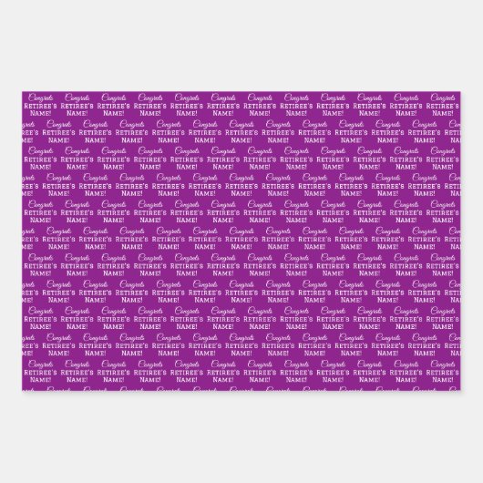 Personalisierte Glückwunsch Retiree! Lila weiß Geschenkpapier Set (Vorderseite 3)