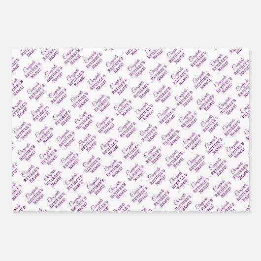 Personalisierte Glückwunsch Retiree! Lila weiß Geschenkpapier Set (Vorderseite 2)
