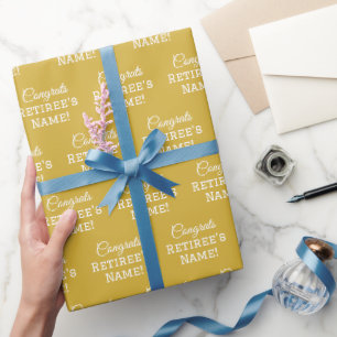 Personalisierte Glückwunsch Retiree! Metall Gold u Geschenkpapier