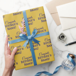 Personalisierte Glückwunsch Retiree! Navy Blue auf Geschenkpapier