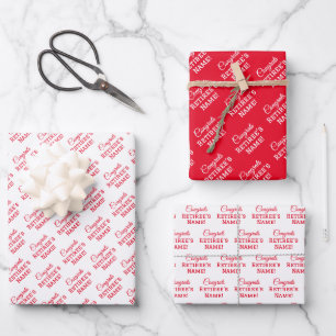 Personalisierte Glückwunsch Retiree! Red on White Geschenkpapier Set