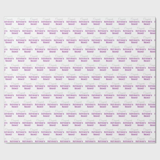 Personalisierte Glückwunsch Retiree! Silber Lila W Geschenkpapier (Flach)