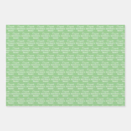 Personalisierte Glückwunsch Retiree! Weiß auf Sage Geschenkpapier Set (Vorderseite 3)